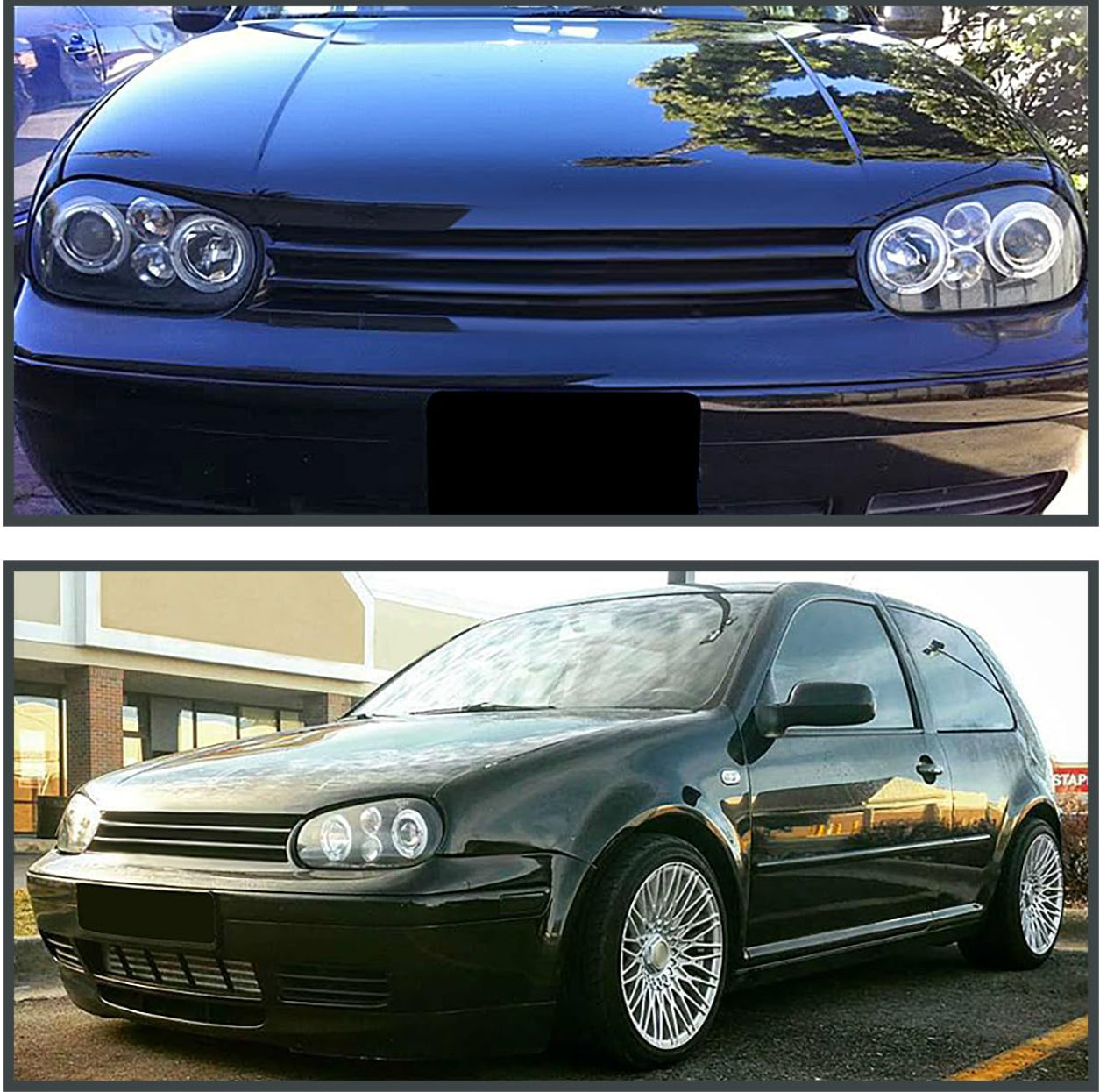 Spec-D Tuning Black Dual Halo Projector Headlights Compatible with 1999-2006 Volkswagen Golf, Golf GTI VW MK4 Left + Right Pair Headlamps Assembly