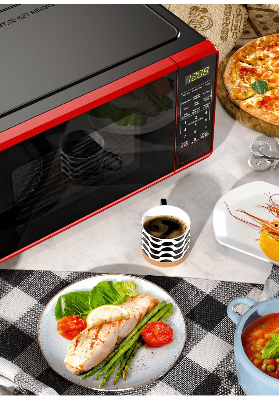 Mainstays Horno Microondas de Encimera de 0,7 Cu ft, 700 Vatios, Rojo.