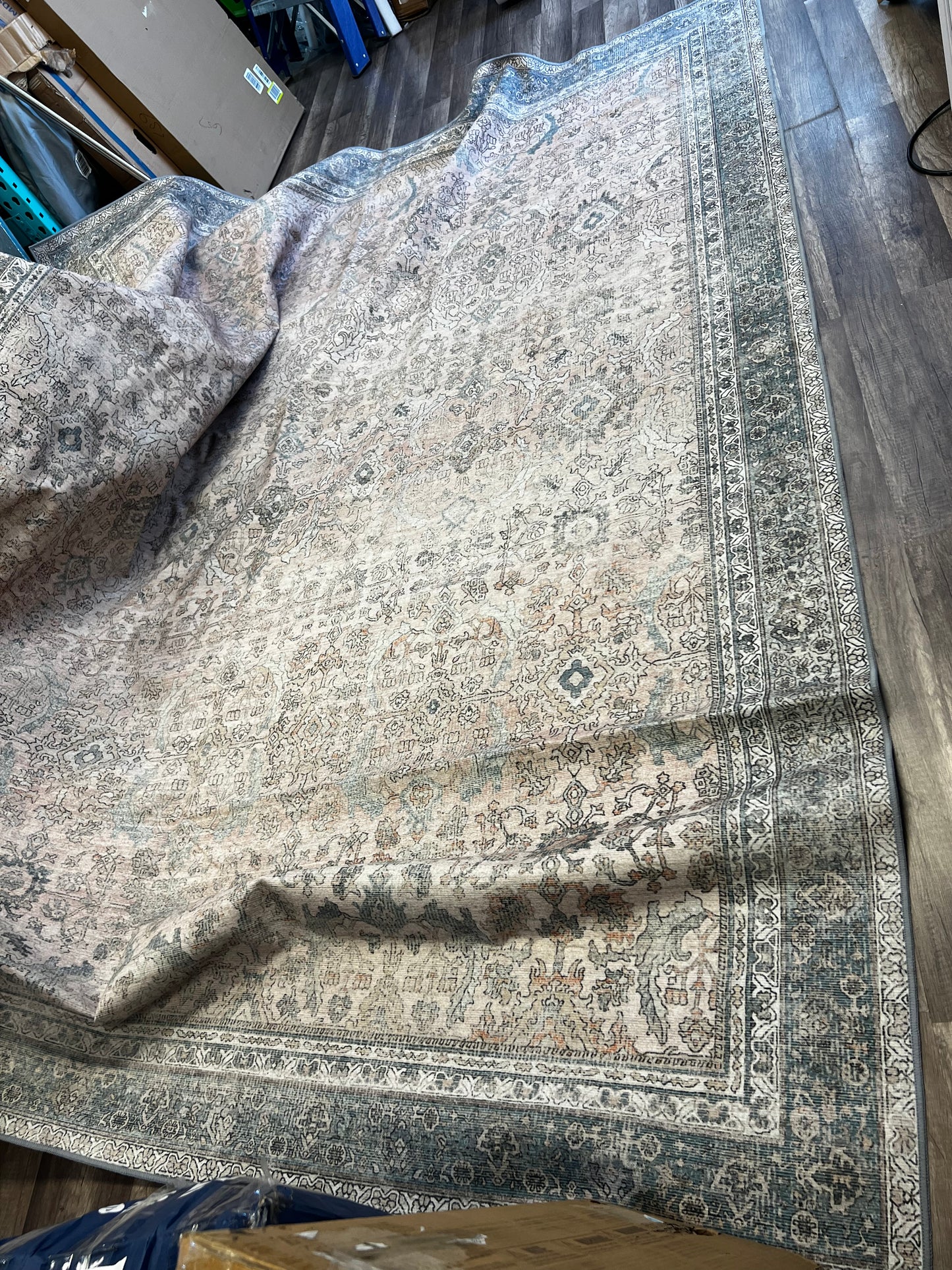 Loloi II Layla Collection, LAY-03, Olive/Charcoal, 9'-0" x 12'-0", .13" Thick, Area Rug, Soft, Durable, Vintage Inspired, Distressed, Low Pile, Non-Shedding, Easy Clean, Printed, Living Room Rug
