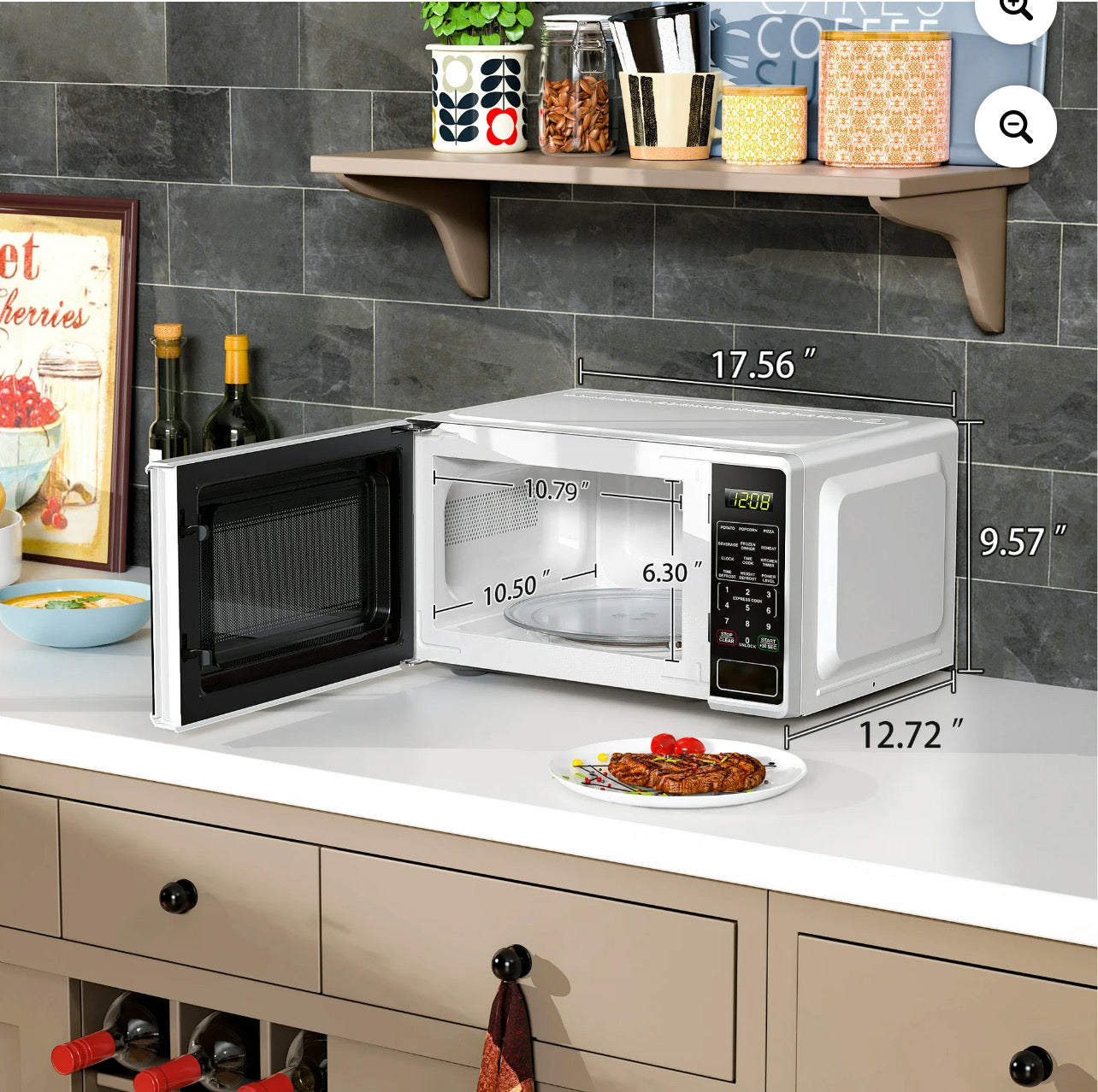 Mainstays 0.7 Cu ft Countertop Microwave Oven, 700 Watts, White