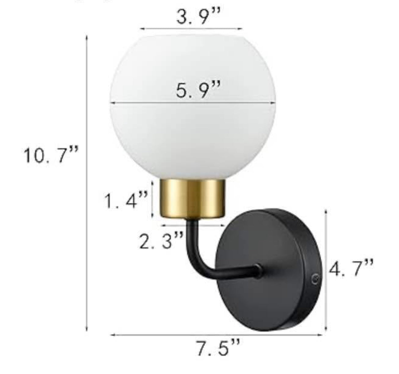 DANSEER Matt Black Wall Sconce Modern Milky Globe Glass for
Bathroom Vanity Light Set of 2