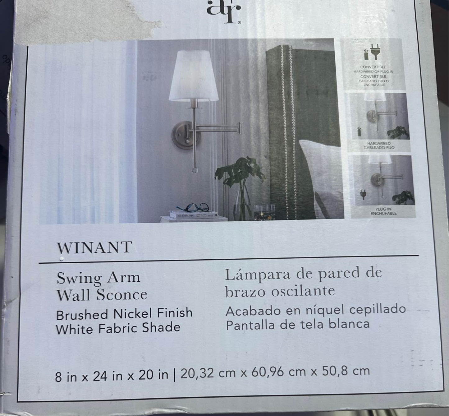Winant swing arm wall sconce brushed nickel finish