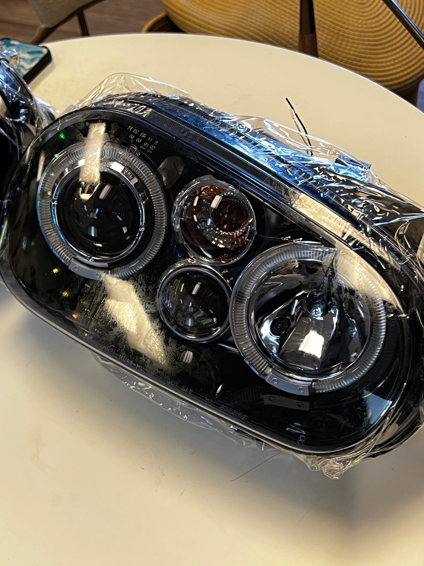 Spec-D Tuning Black Dual Halo Projector Headlights Compatible with 1999-2006 Volkswagen Golf, Golf GTI VW MK4 Left + Right Pair Headlamps Assembly