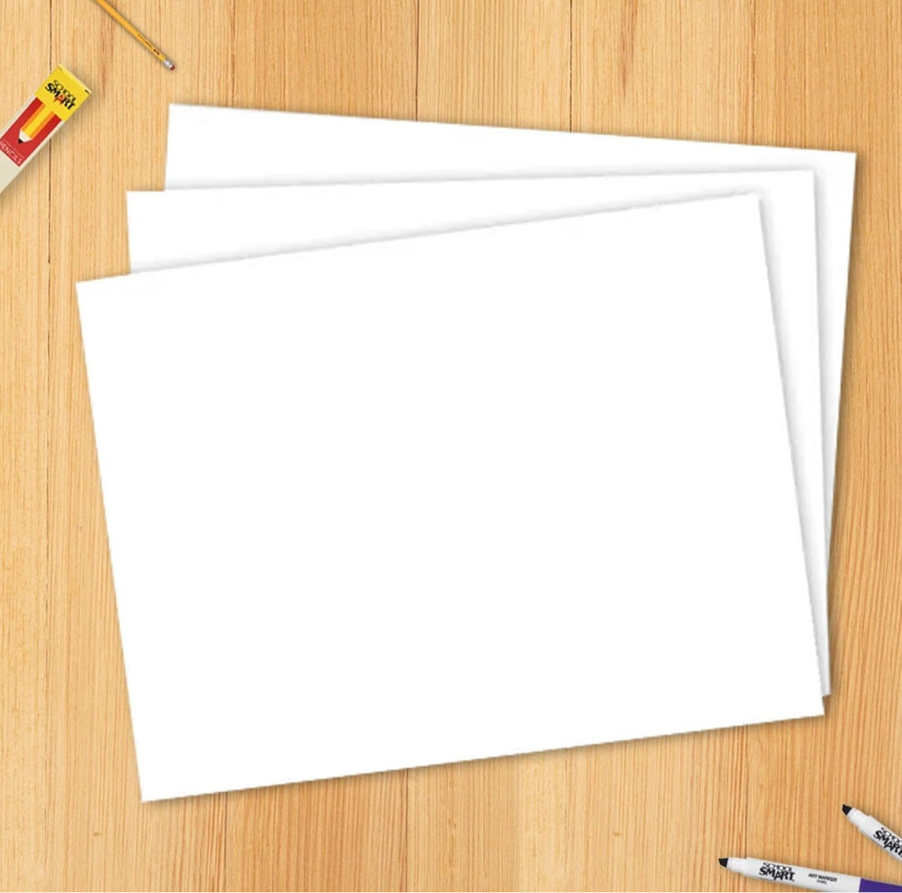 School Smart Railroad Poster Board Paper, 22 x 28 Inches, 4-Ply, White, Pack of 100