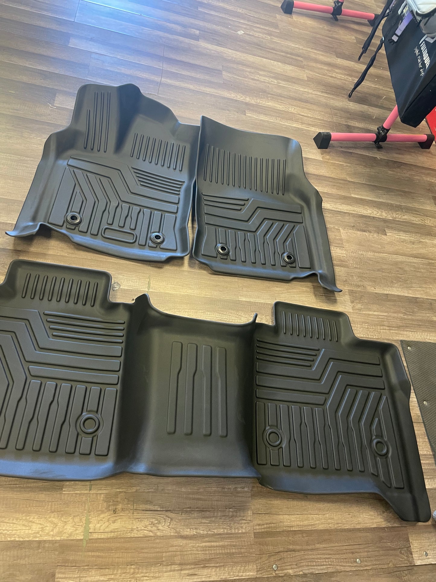 Mixsuper Floor Mats for Toyota Tundra CrewMax Cab 2022-2024, All Weather Floor Liners Durable 1st & 2nd Row Set Black
