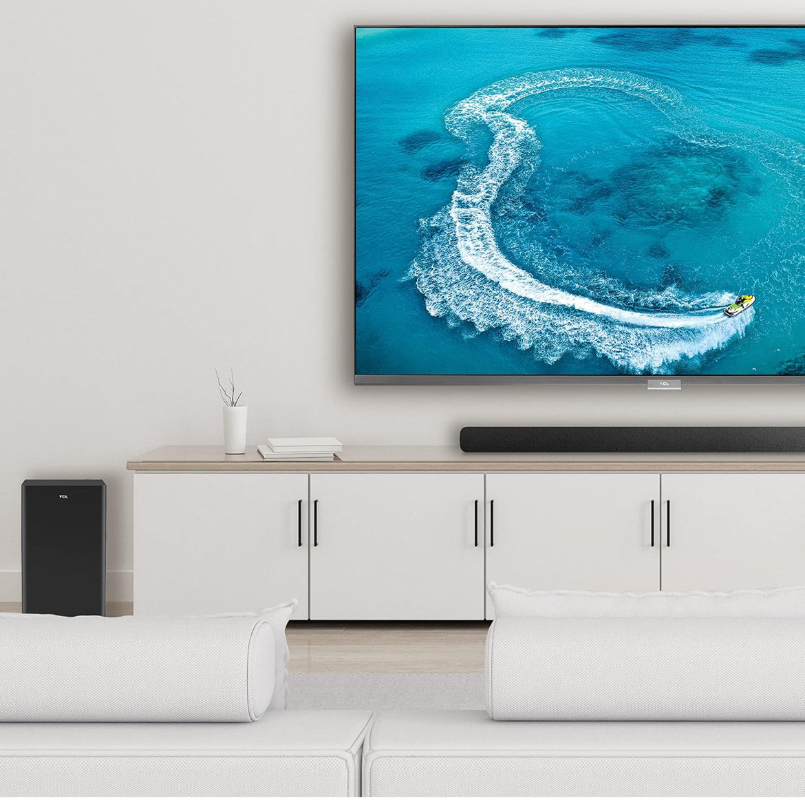 TCL 4K Alto 8 Plus 2.1.2 Channel Dolby Atmos Sound Bar with Wireless Subwoofer, Bluetooth – TS8212-NA, 39-inch, Black