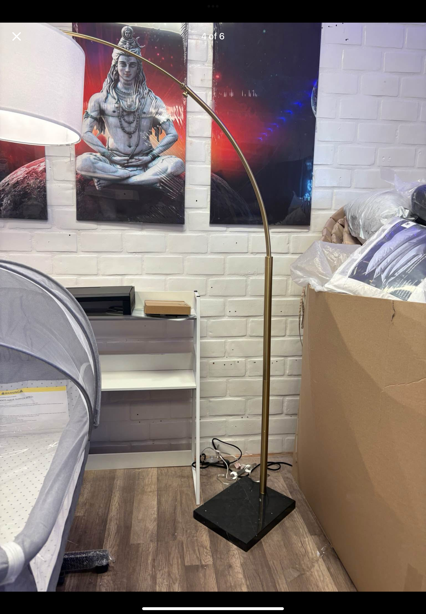 Brightech Logan Arc Floor Lamp, Bright Standing Lamp for Living Rooms, Offices & Bedrooms, Modern Living Room Décor, Tall Hanging Floor Lamp for Reading and More – Gold/Brass