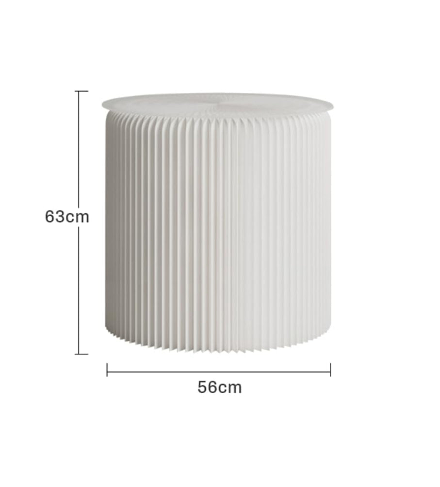 Paper Folding Round Table with Acrylic Panel Portable Bedside Table Simple Small Coffee Table for Home Decorations,White,63cm