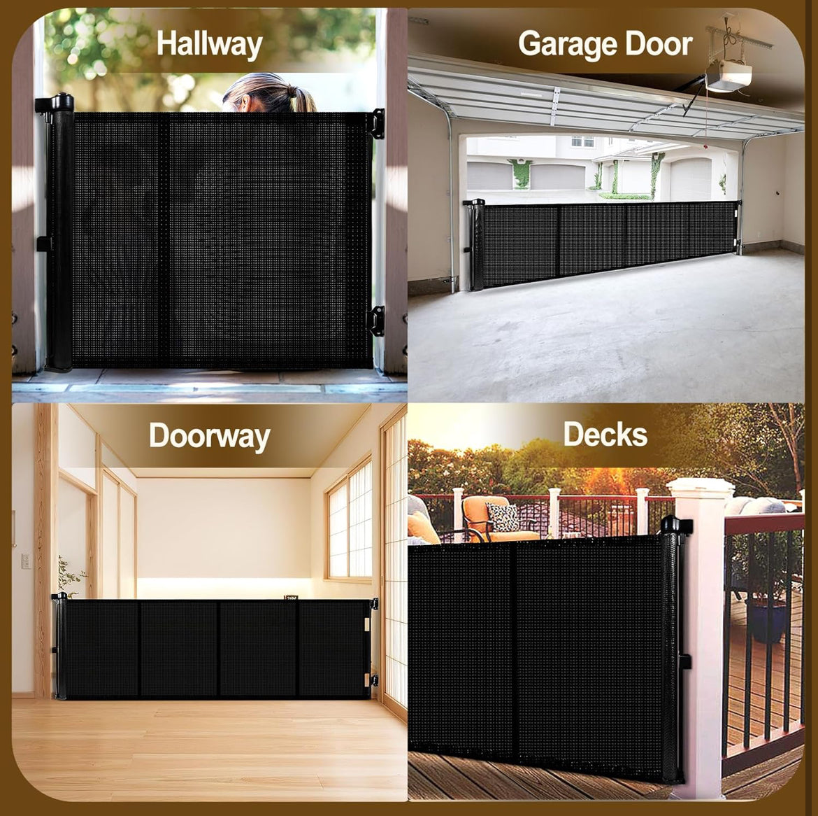 Upgrade 120 inch Retractable Baby Gates Extra Wide with Reinforced Strip Design to Prevent Crawling Through, 10 Foot Retractable Dog Gate, 48" Tall, Retractable Gate for Indoor/Outdoor