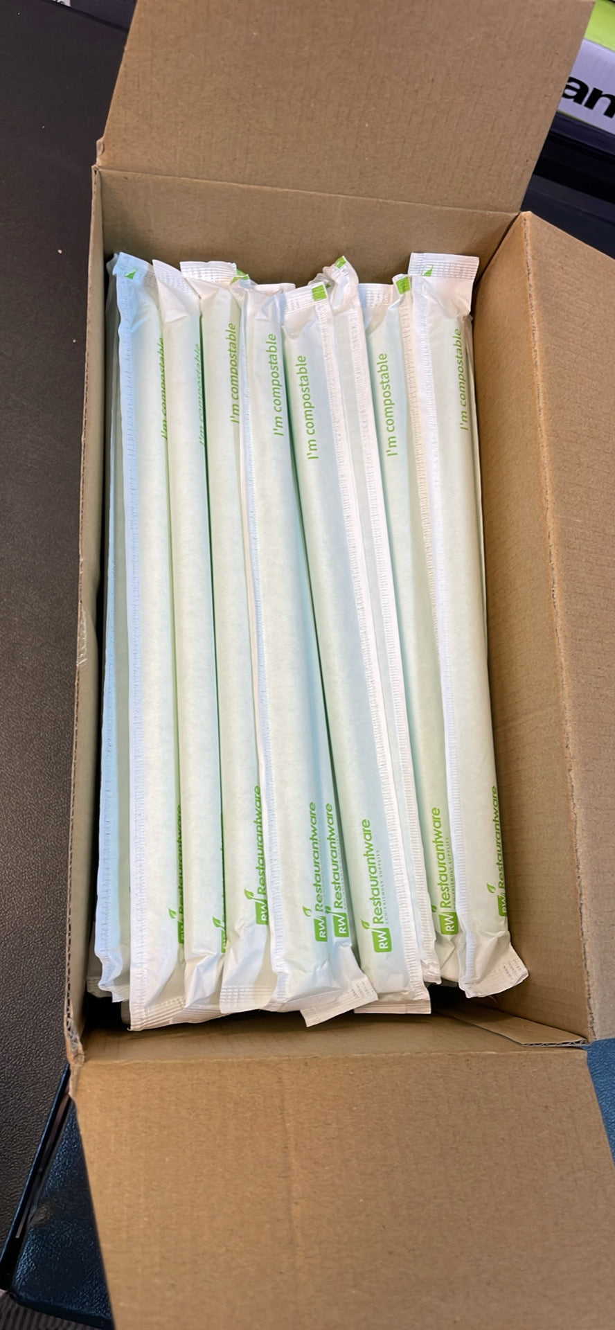 Boba Straws basic nature green PLA plastic 9” 2,000 pcs