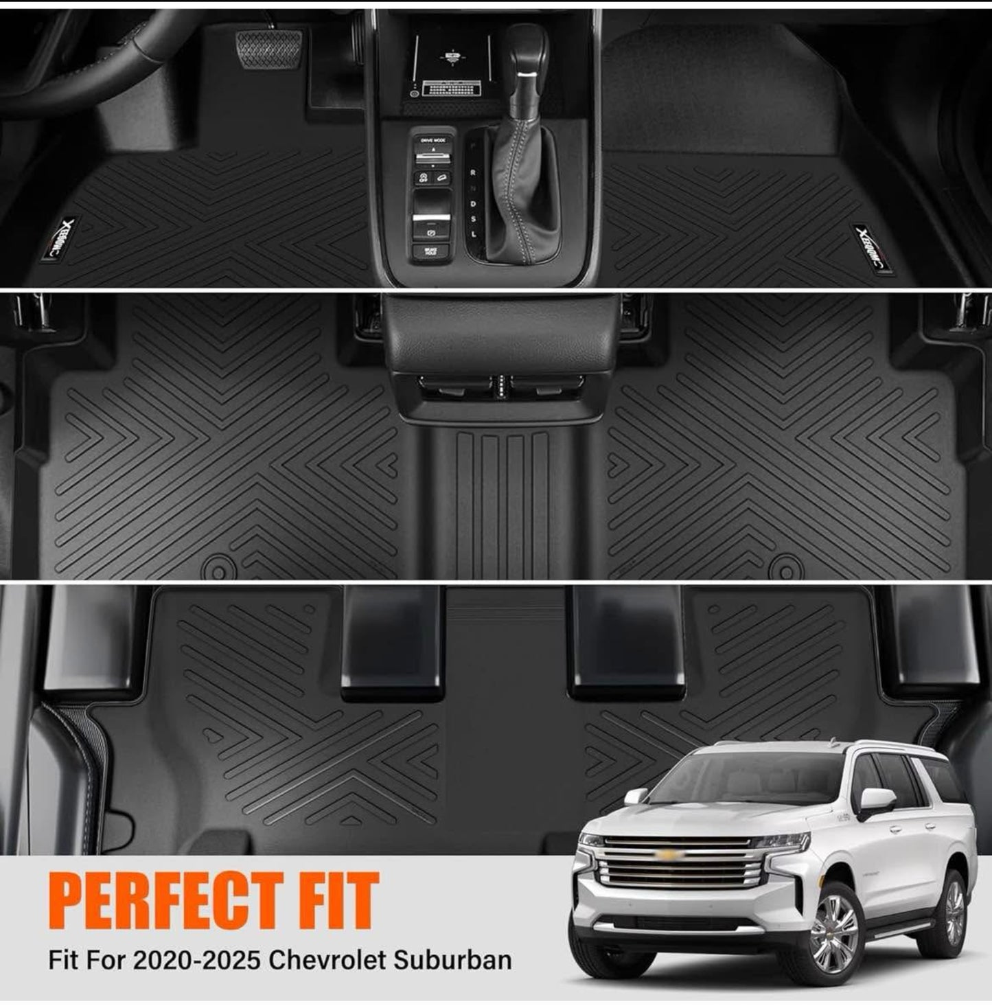 Floor Mats &Trunk Mat with Backrest Mat for 2021-2024 2025 Chevrolet/Chevy Suburban/GMC Yukon XL 7 Seats All Weather TPE Protection Floor Liners Full Set for Chevrolet Suburban Accessories