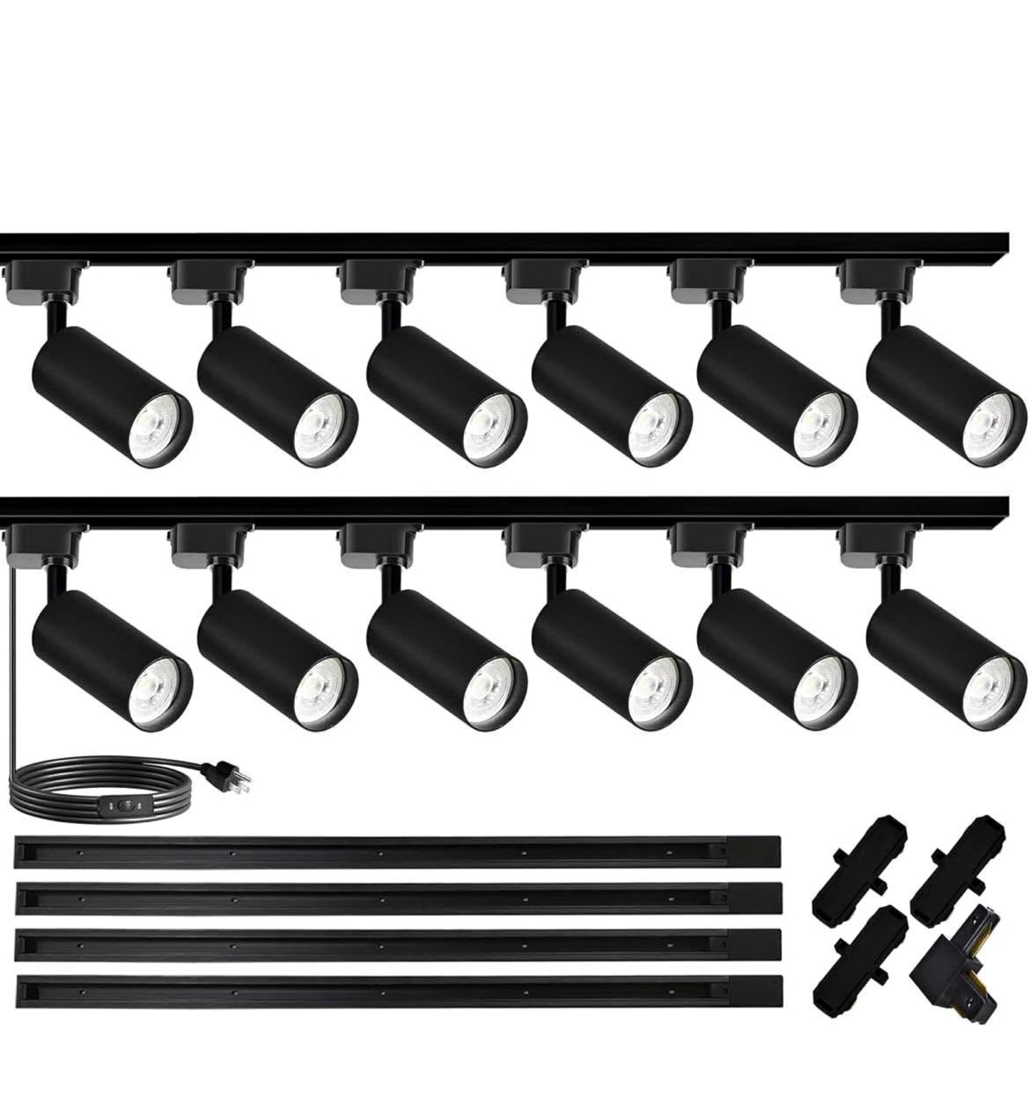 Super Brightness 25W 2000lm J&L Type LED Track Lighting System with 13 FT Track Rails and Ceiling Spotlight Fixture Installation Package, 3000K Warm Light Dimmable Brightness