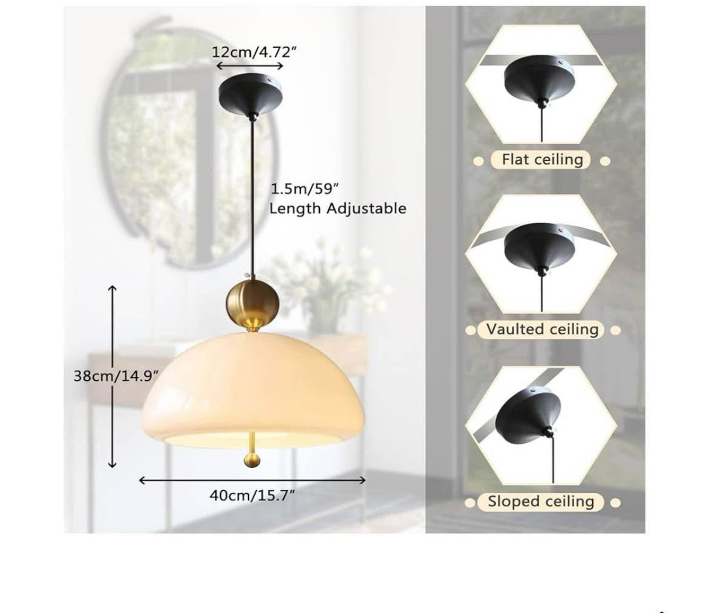 Mid Century Modern Pendant Light 3-Light Glass Globe Chandelier Hanging Lights Metal Orb Design Gold Island Light Fixtures for Dining Table Living Room Hallway (Gold)
New 70