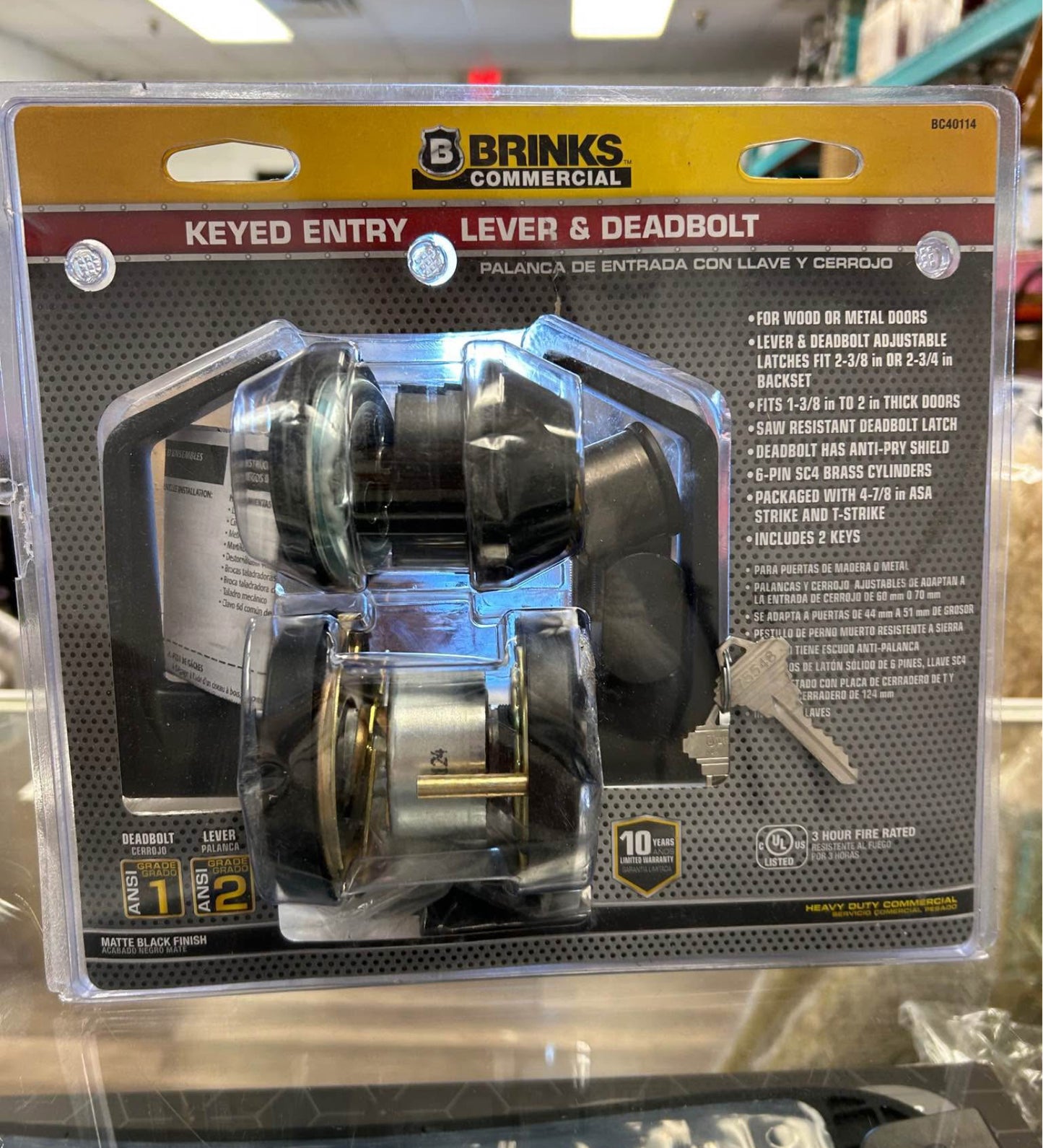 Brinks commercial lever and deadbolt
