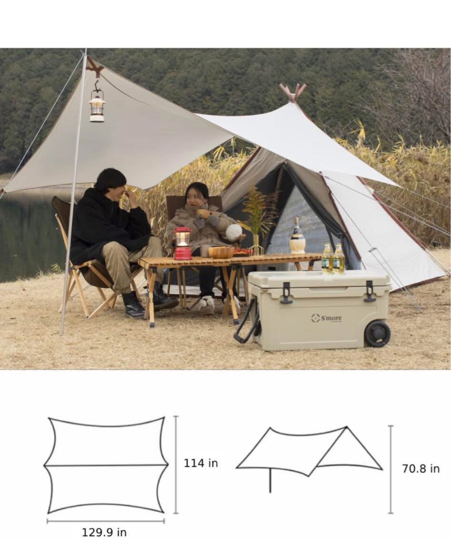 S'more A-Base Tent Tarp 330,Waterproof Camping Tarp for Camping Front Porch Awning Rain Fly Tarp for Camping Hiking and Outdoor Activities
