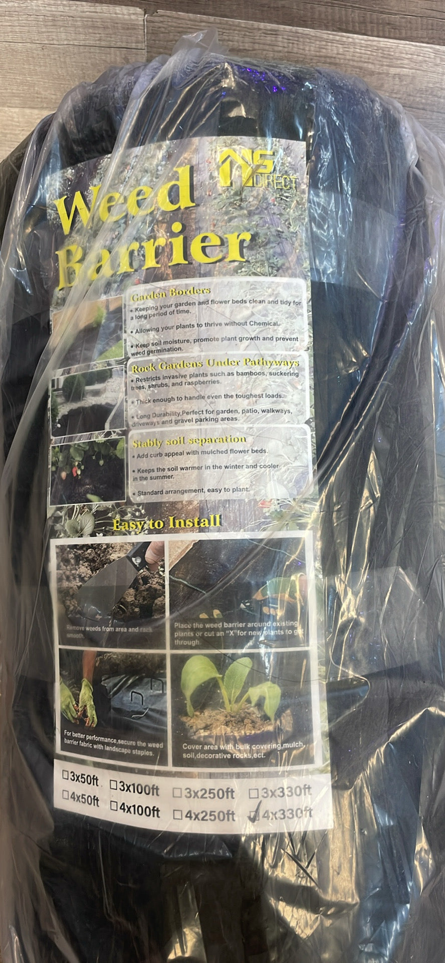 NSdirect 5oz Weed Barrier Heavy Duty Fabric Landscape Fabric Garden Ground Cover Durable Material Easy to Install,4 x 330ft