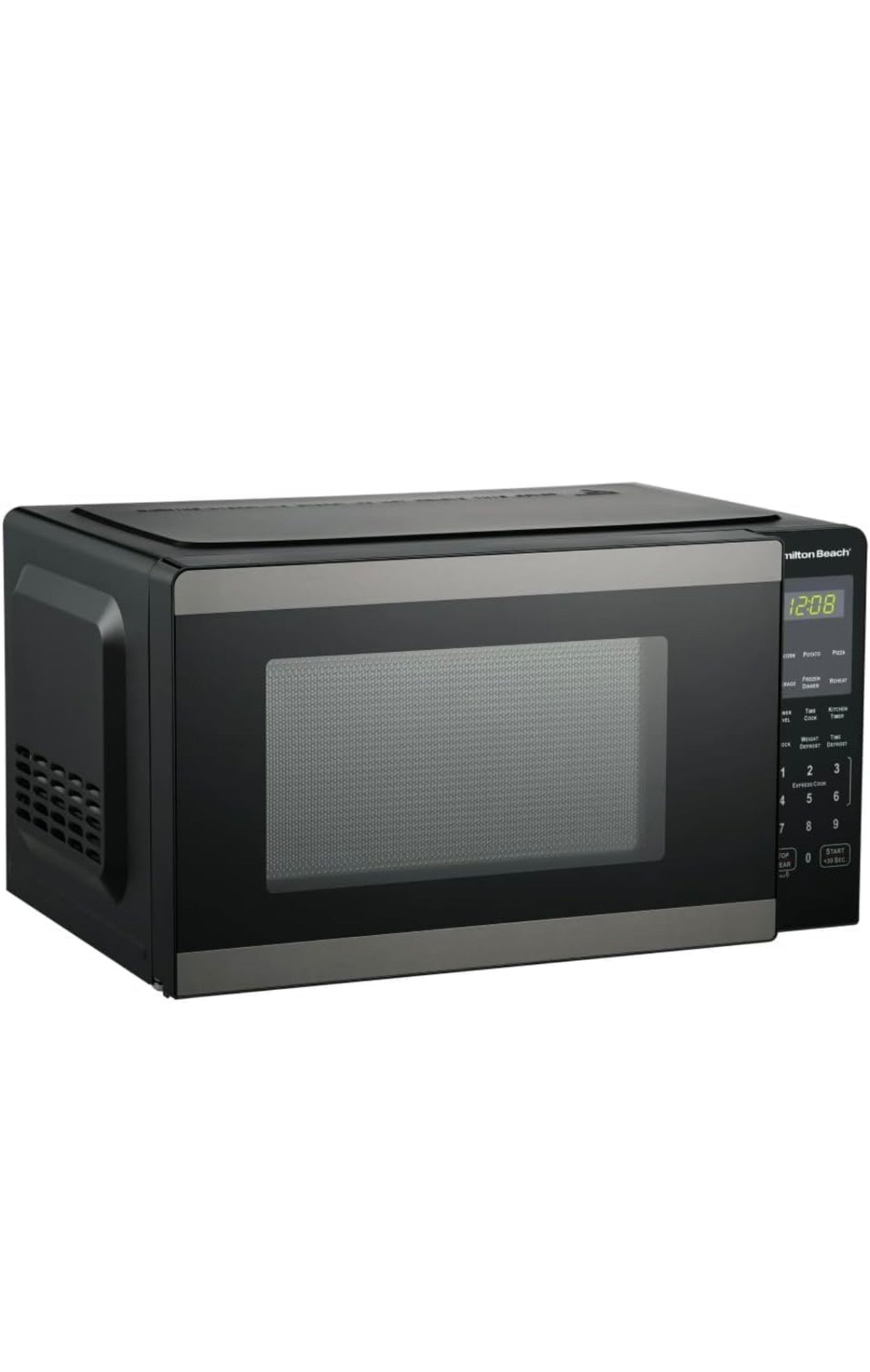 Hamiilton 0.9 Cu ft Countertop Microwave Oven, 900 Watts, Black-Stainless Steel