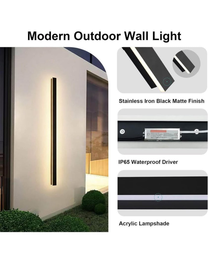 2 Pack 47.2Inch Outdoor Wall Light for House,Modern Black LED Exterior Sconce Light Fixtures Wall Mount, Porch & Doorway Exterior Wall Sconces, Long Stripe Linear Outside Lighting for Garage