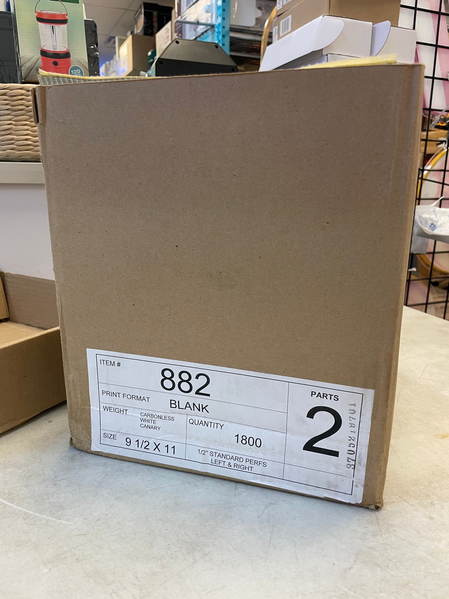 KDM 882, 2 Part Color Carbonless Dot Matrix Computer Paper 9-1/2'' X 11'' White/Canary, 1800/Carton