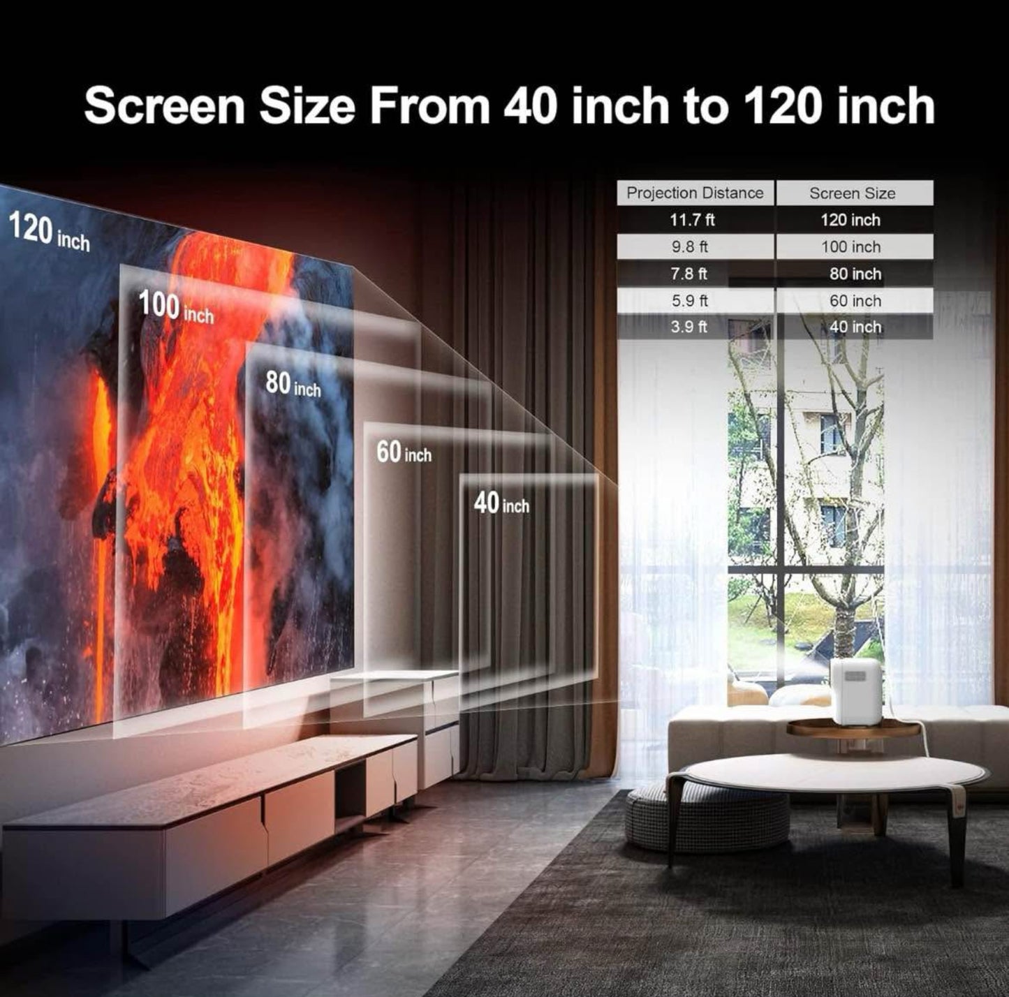 Mini Projector, WEWATCH WiFi Native 1080P Portable Projector, Outdoor Video Projector Built-in 3W Dual Speaker with HDMI for TV stick, iOS, Android