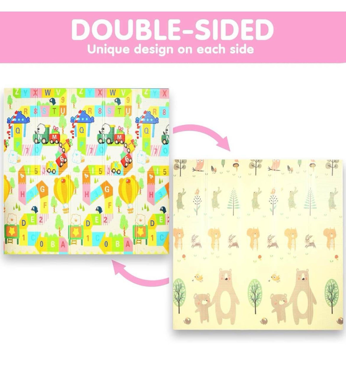 Bammax X-Large Waterproof & Foldable Baby Play Mat - 70" x 78" Crawling & Kids Play Mat - Maze & Bears