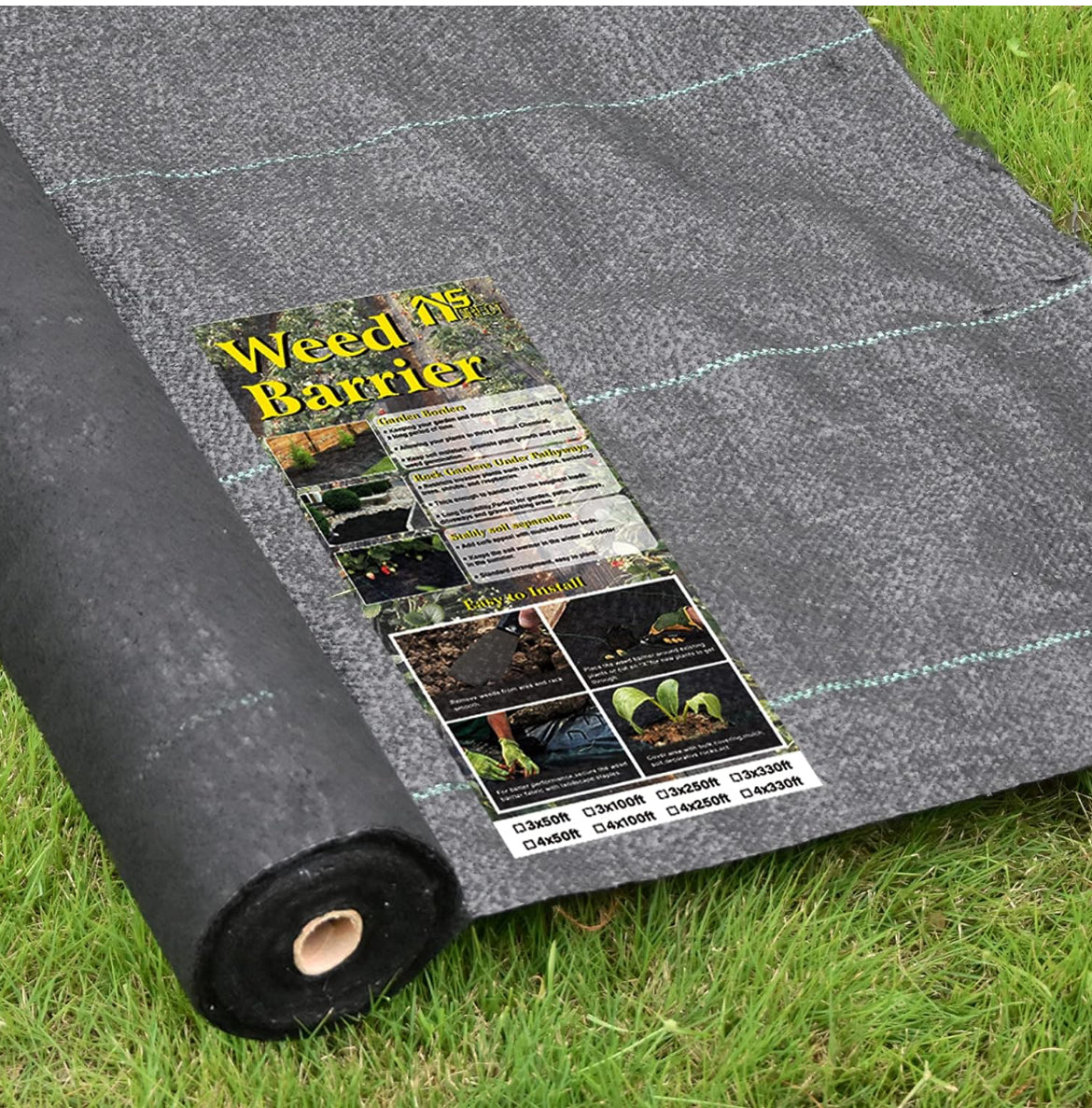 NSdirect 5oz Weed Barrier Heavy Duty Fabric Landscape Fabric Garden Ground Cover Durable Material Easy to Install,4 x 330ft