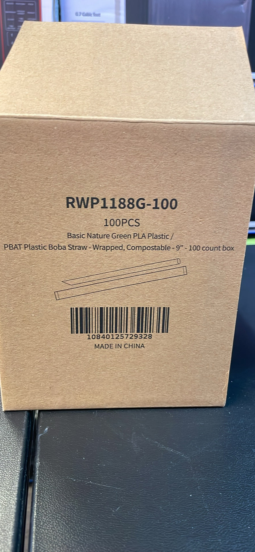Boba Straws basic nature green PLA plastic 9” 2,000 pcs