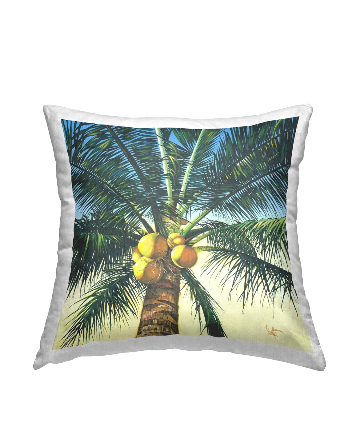 Stupell Industries Summer Palm Tree Branches Design by Scott Westmoreland Throw Pillow, 18 x 18, Multi-Color