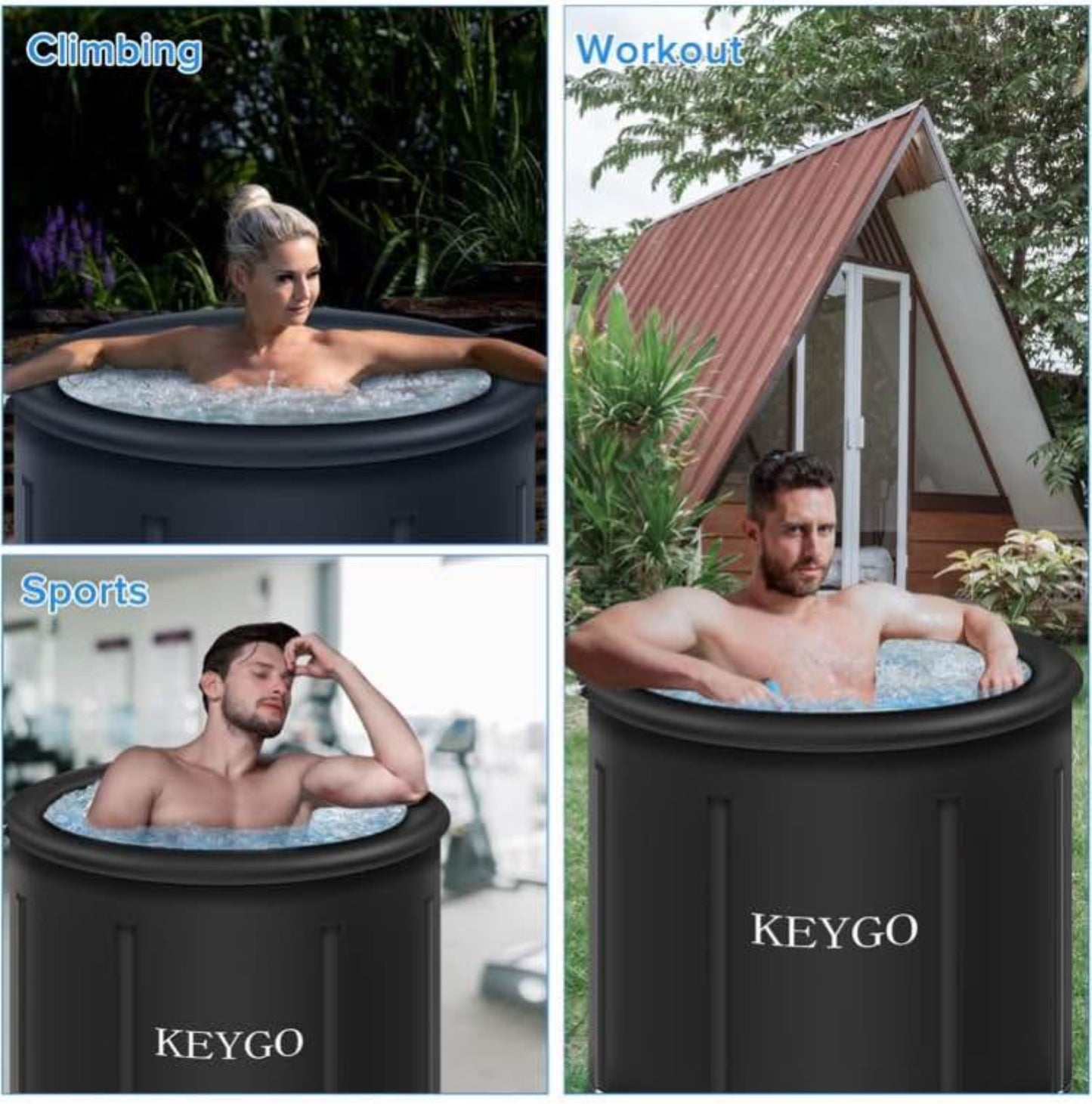 KEYGO Large Ice Bath Tub for Athletes,Portable Inflatable Free-standing Soaking Tub for Hot Bath Ice Bath for A dults Cold Plunge Tub Outdoor Indoor(31.5""Φ x 29.5""H) (31.5""Φ x 29.5""H), BT001