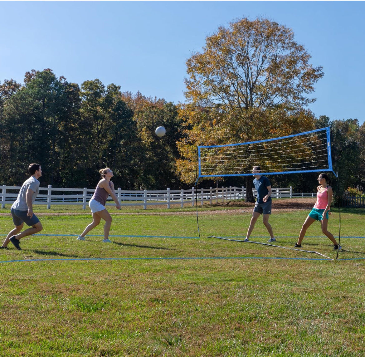 Outdoor Volleyball Net for Backyard. 32FT, 4 Adjustable Height Options, Ball with Pump