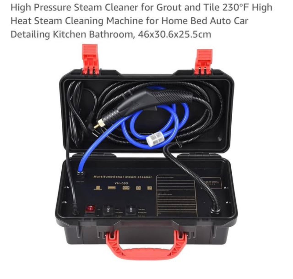 High Pressure Steam Cleaner for Grout and Tile 230℉ High Heat Steam Cleaning Machine for Home Bed Auto Car Detailing Kitchen Bathroom, 46x30.6x25.5cm