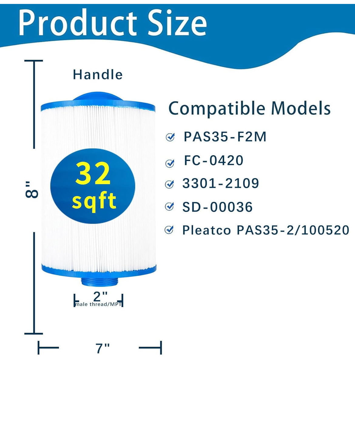 Set of 4 spa Filter Compatible with 7CH-322, PAS35-F2M, FC-0420, 100520, 3301-2109