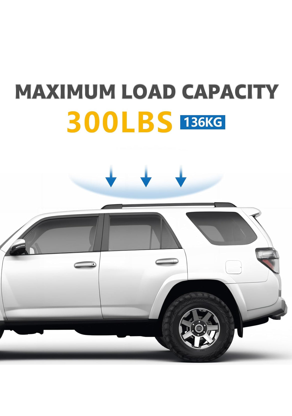 Roof Rack Cross Bars Compatible with Toyota 4 Runner 2010-2024, Adjustable Aluminum Heavy Duty 300 LBS Anti-Theft Lock Cargo Carrier Rooftop Crossbar Accessories for Bike, Basket, Snowboard, Luggage