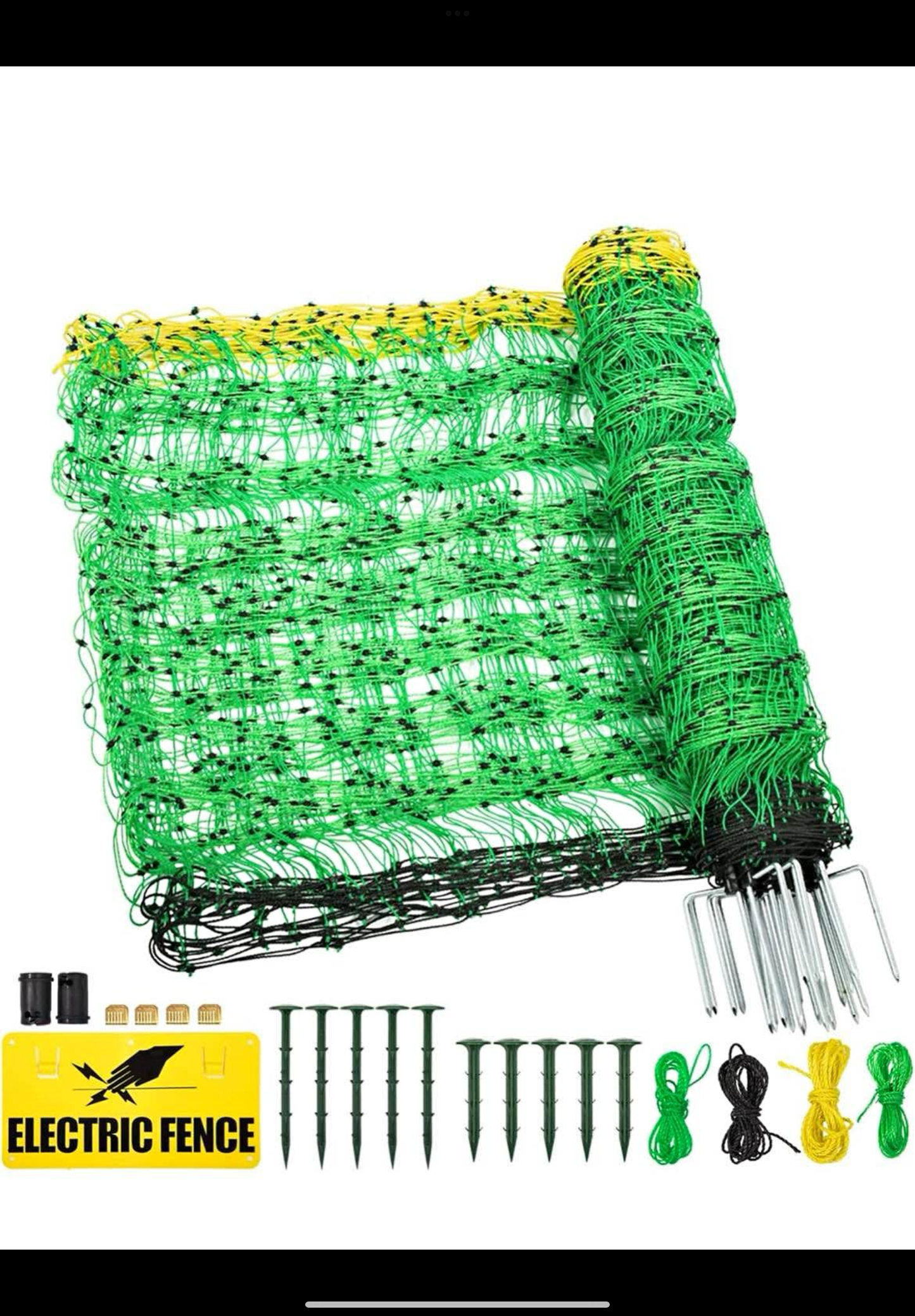 Electric Fence Netting Livestock Fencing for Goat with 14 Posts Double Spiked, Portable Mesh for Sheep, Deer, Hogs, Dogs in Backyards, Farms and Ranches, 49.6" H x 164' L, Green