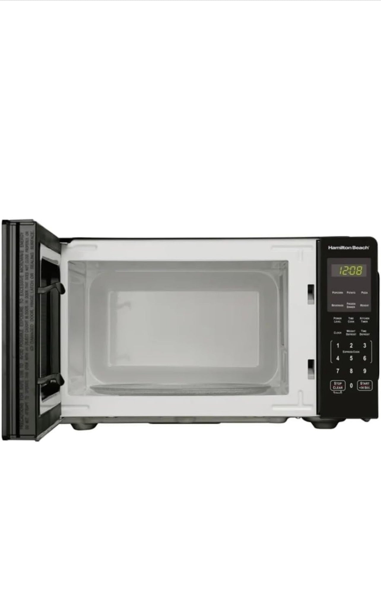 Hamiilton 0.9 Cu ft Countertop Microwave Oven, 900 Watts, Black-Stainless Steel