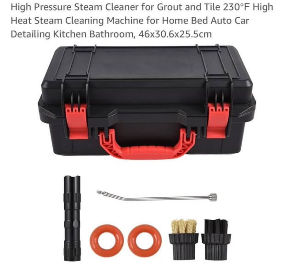 High Pressure Steam Cleaner for Grout and Tile 230℉ High Heat Steam Cleaning Machine for Home Bed Auto Car Detailing Kitchen Bathroom, 46x30.6x25.5cm
