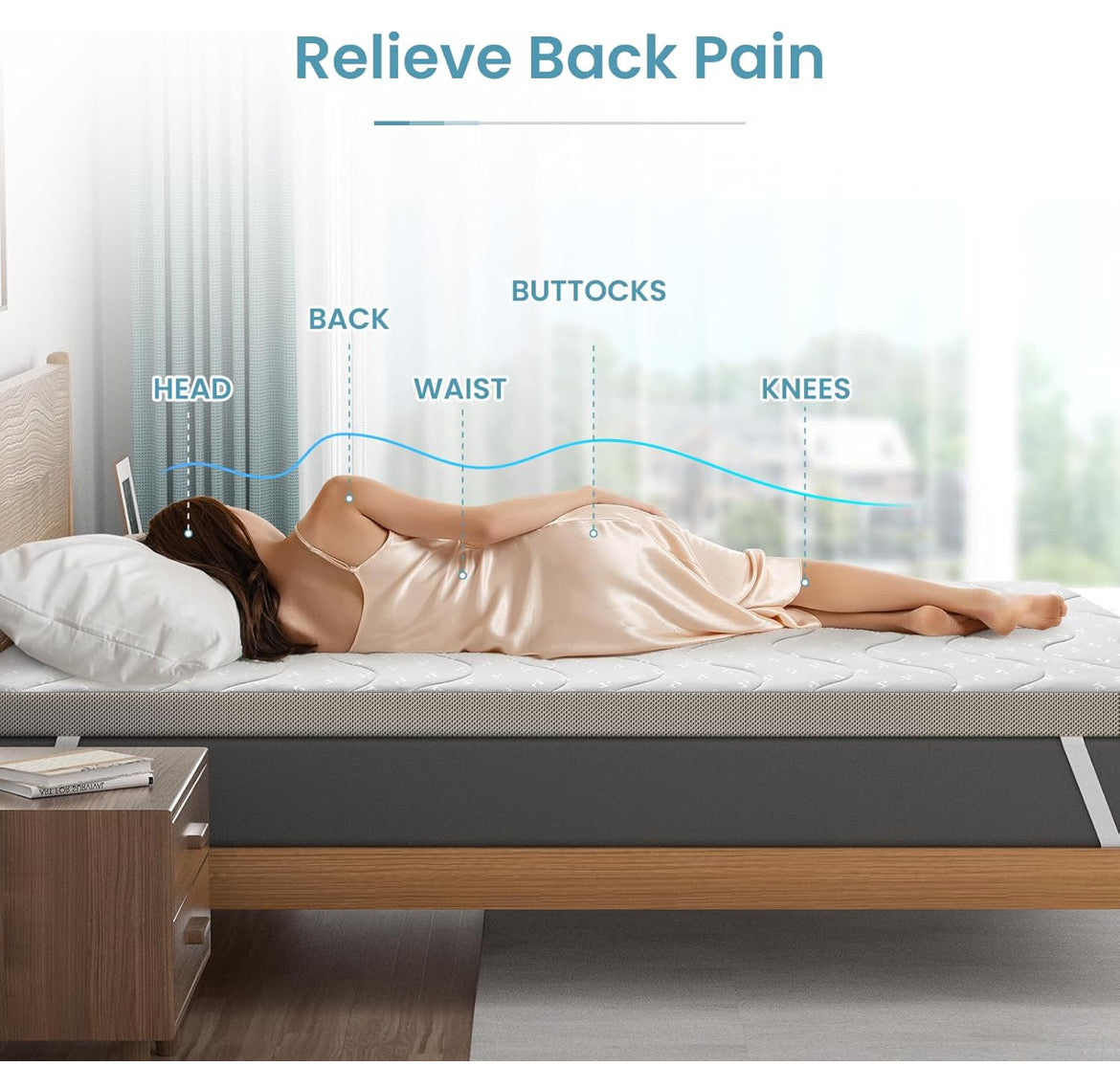 Sleepmax Extra Firm Mattress Topper 4 Inch Twin XL - Firm Mattress Pad Bed Topper for Pain Relief