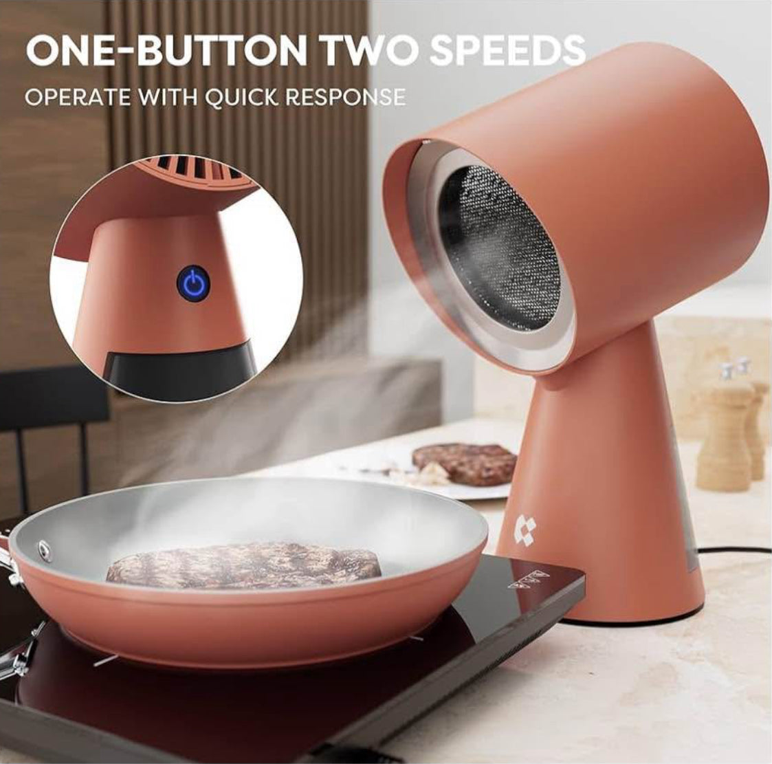 CIARRA Portable Range Hood, Desktop Range Hood with 2 Speed Exhaust Fan, Detachable Aluminum Filter, Large Oil Collection Cup, Portable Kitchen Exhaust Fan for Cooking Indoor BBQ, Hot Pot, Orange