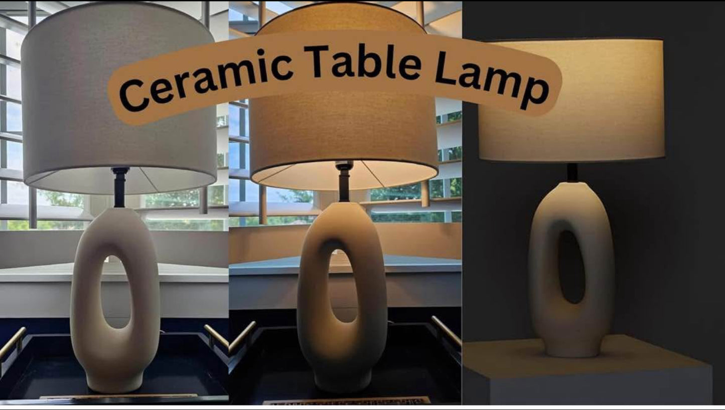 Brightech Artemis LED Table Lamp - Unique Modern Ceramic Lamp for Bedside, Nightstand, Desk - Cozy Night Light with Warm White Light for Living Room, Bedroom