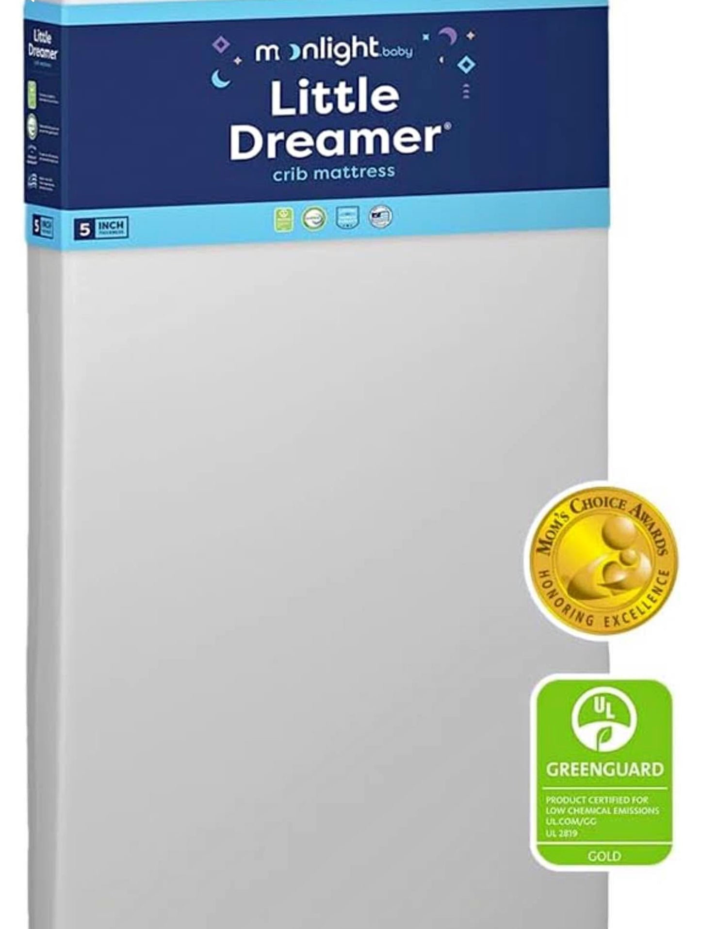 Moonlight Slumber Little Dreamer Crib Mattress - Firm, Dual Sided, Standard Size, Waterproof, 5in.