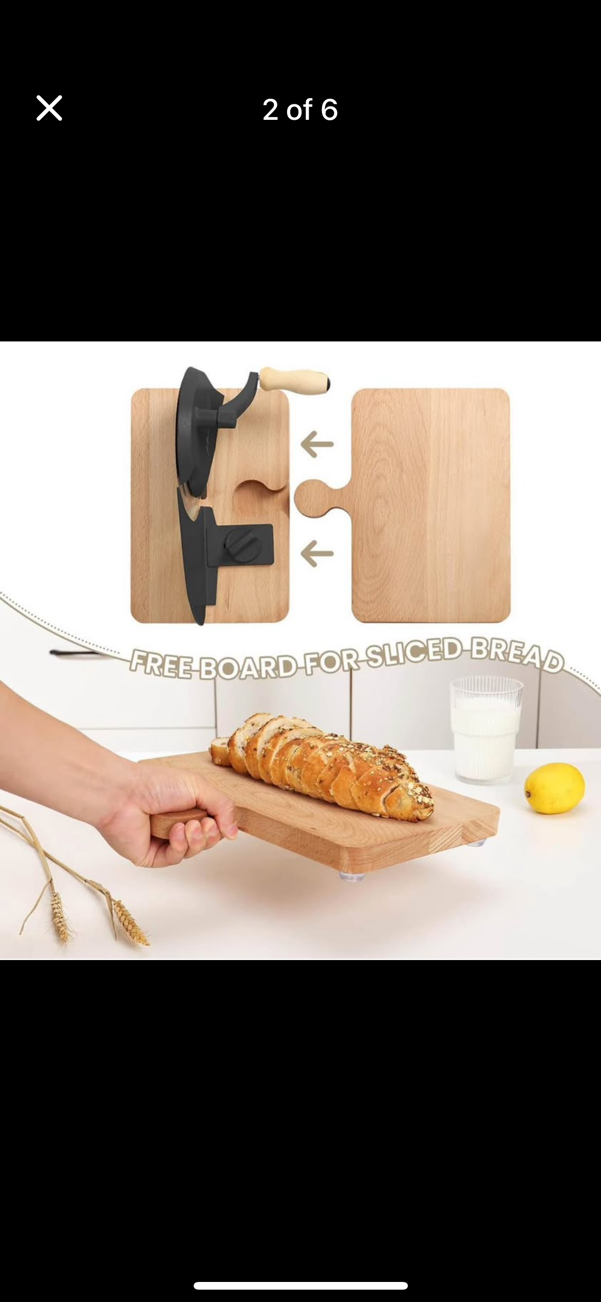 KHINYA Manual Bread Slicer - Convenient Homemade Bread Cutter, Extra Splice Bread Board Included (Black)