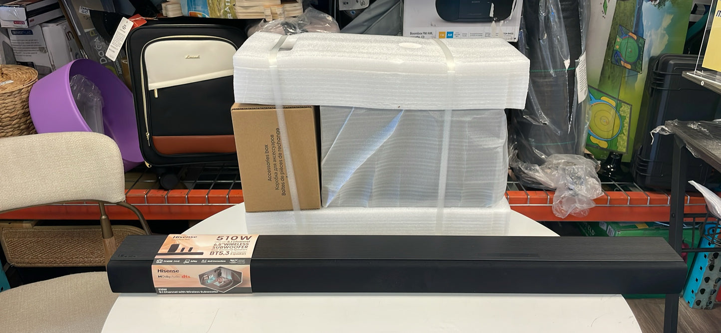 Hisense 5.1 Ch 510W Soundbar with Wireless Subwoofer and 2 Rear Surround Speakers, Dolby Digital Plus and DTX Virtual:X, HDMI eARC, Bluetooth - R651