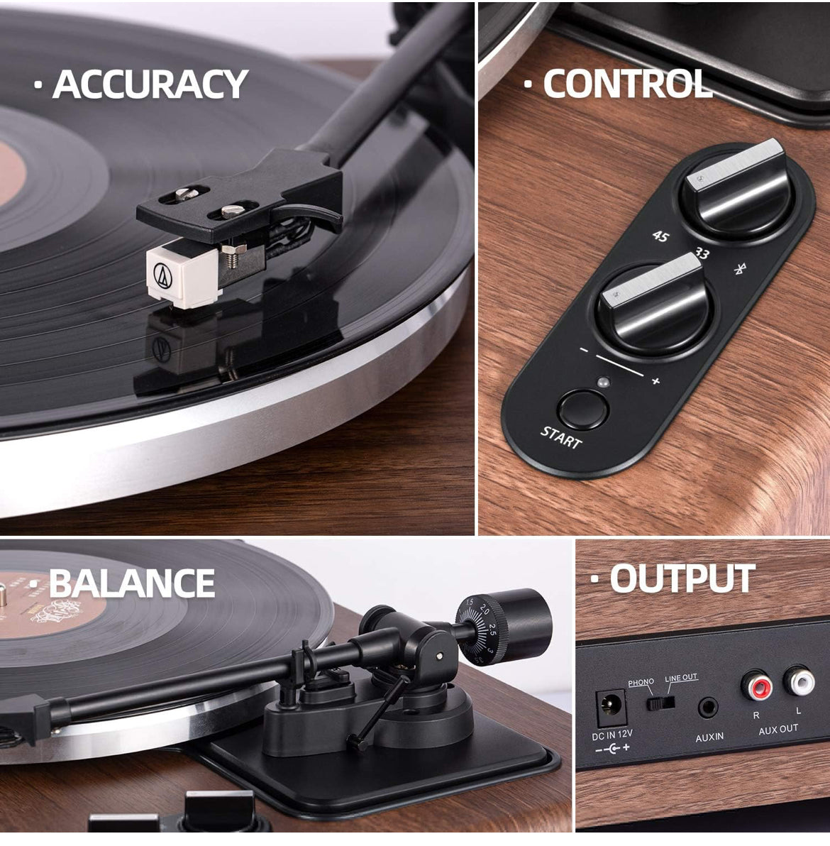 1 by ONE High Fidelity Belt Drive Turntable with Built-in Speakers (missing the power cable)
