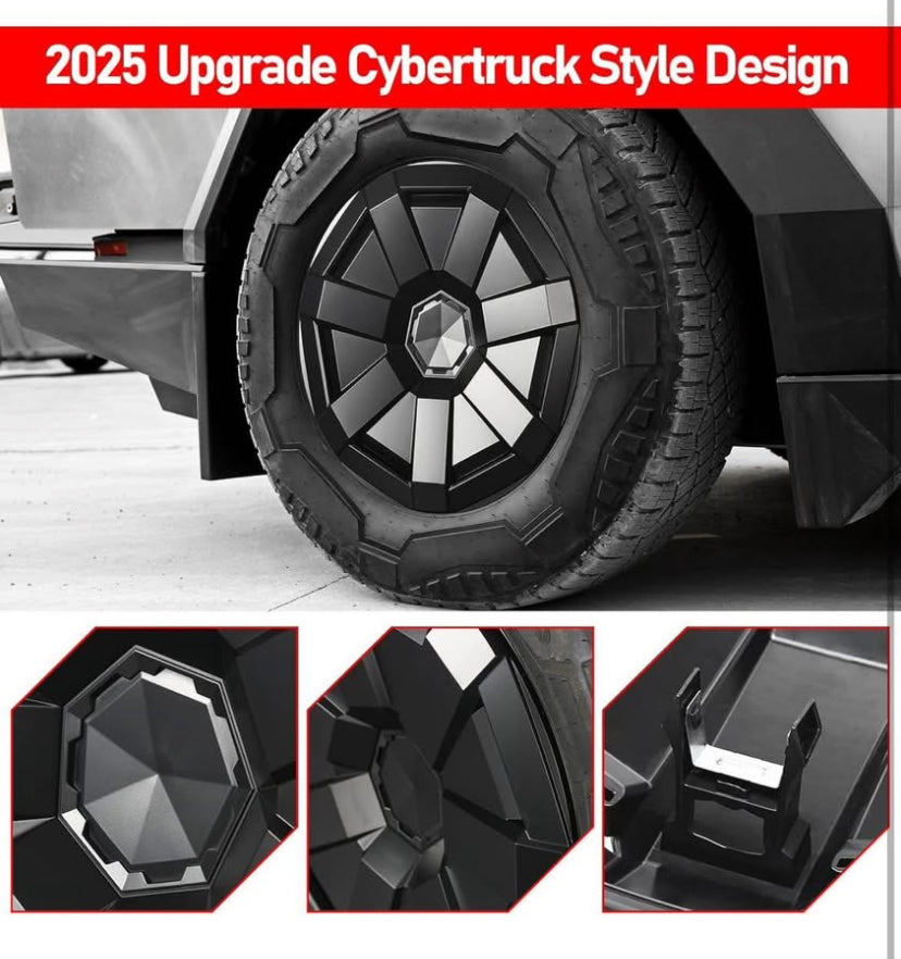 Hubcap Wheel Cover Replacement Hub Caps Compatible with Tesla Cybertruck 2024 2023,Full Rim Protector Wheel Hub Caps Set of 4 for Cybertruck Accessories Wheel Cover Replacement,Black