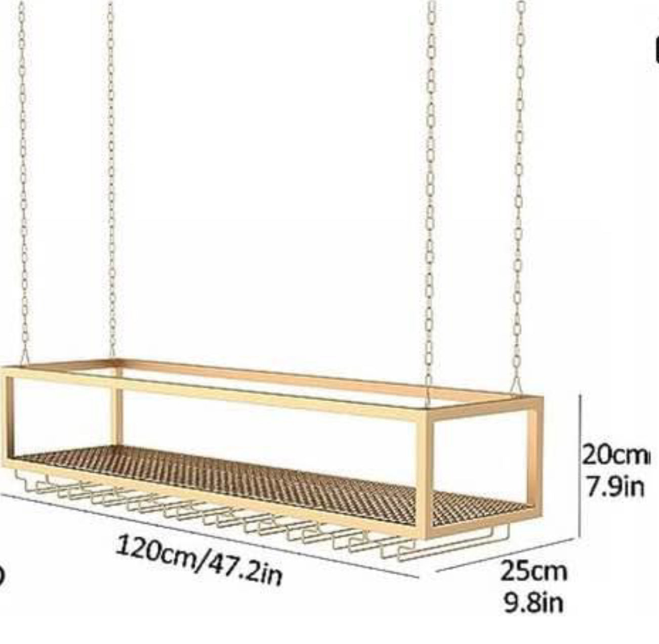 Hanging Wine Rack With Glass Holder And Shelf