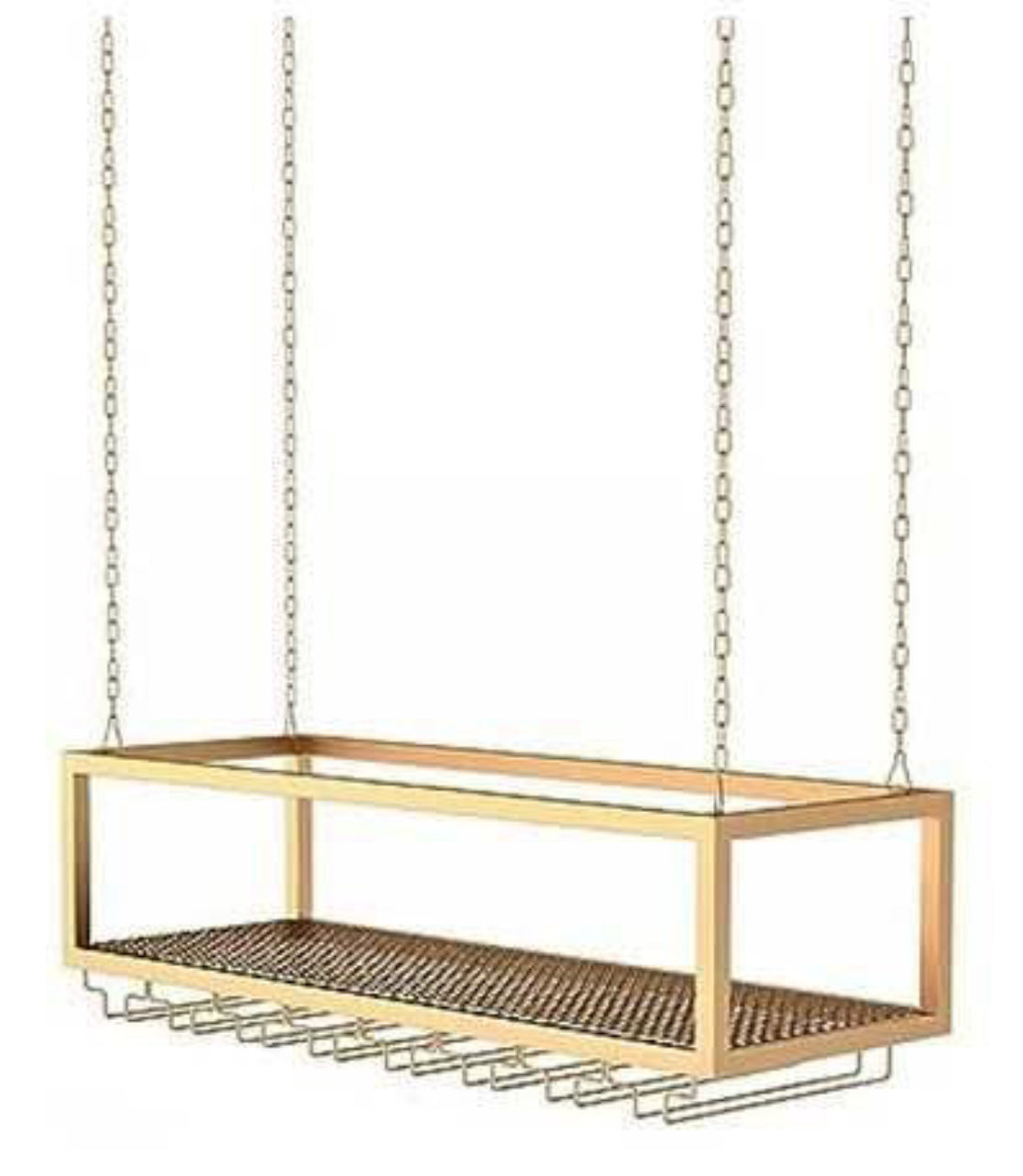 Hanging Wine Rack With Glass Holder And Shelf