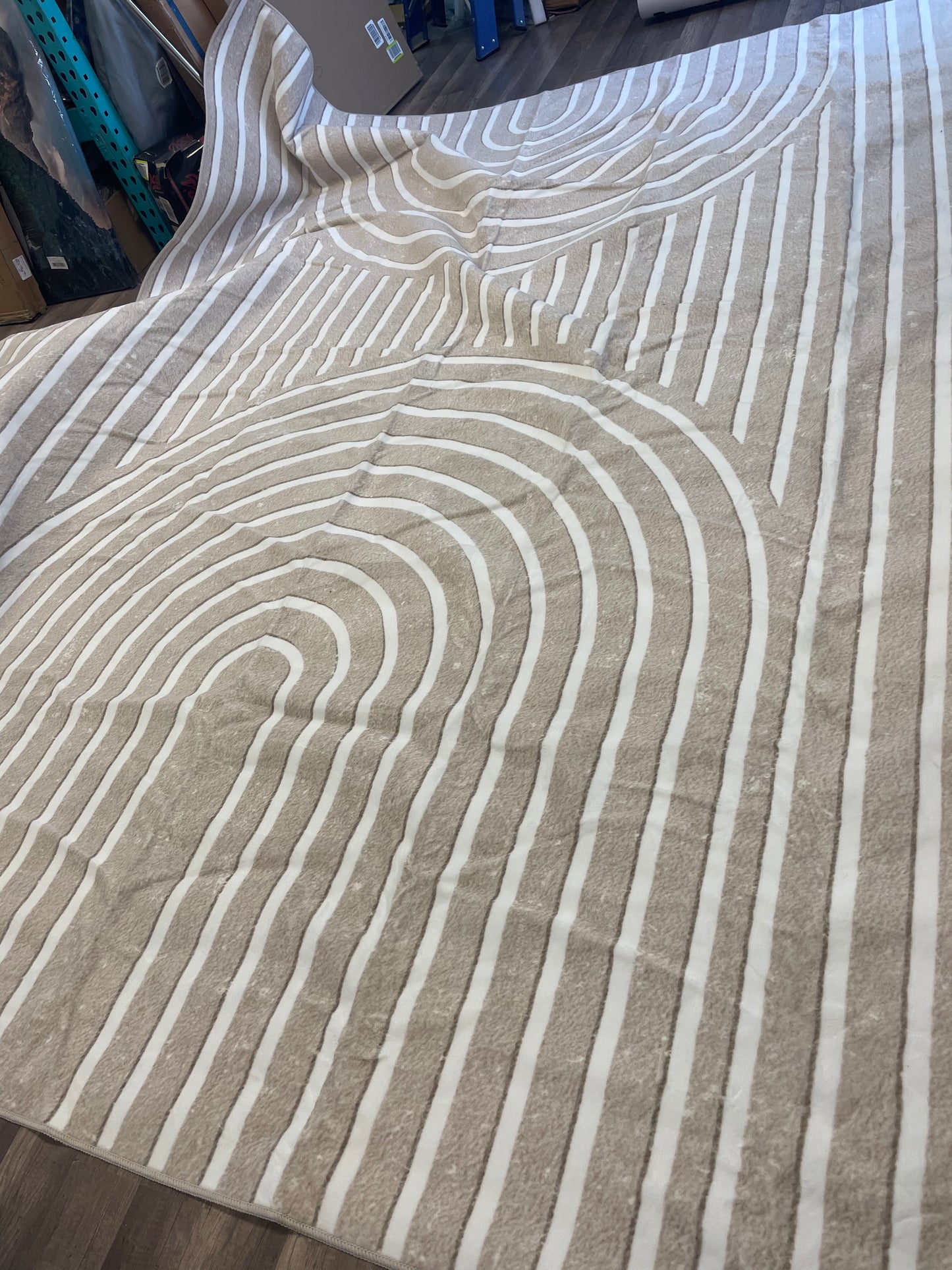 Washable 8x10 Modern Area Rug for Living Room, Tan White Minimalist Artistic Abstract Large Rug, Ultra Thin Low Pile Lightweight Soft Indoor Carpet with Nonslip Backing for Home Bedroom Kids Play Room