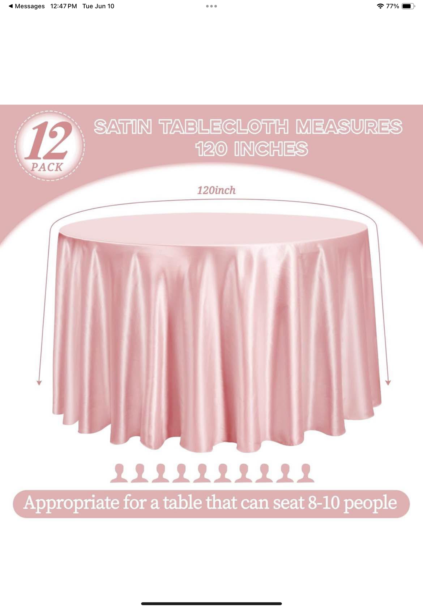fani 12 Pack 120 Inch Rose Gold Satin Tablecloth - Premium Bright Silky Round Tablecloth Overlay Smooth Fabric Table Cover, Table Decoration for Wedding Party Banquet Events Restaurant Kitchen