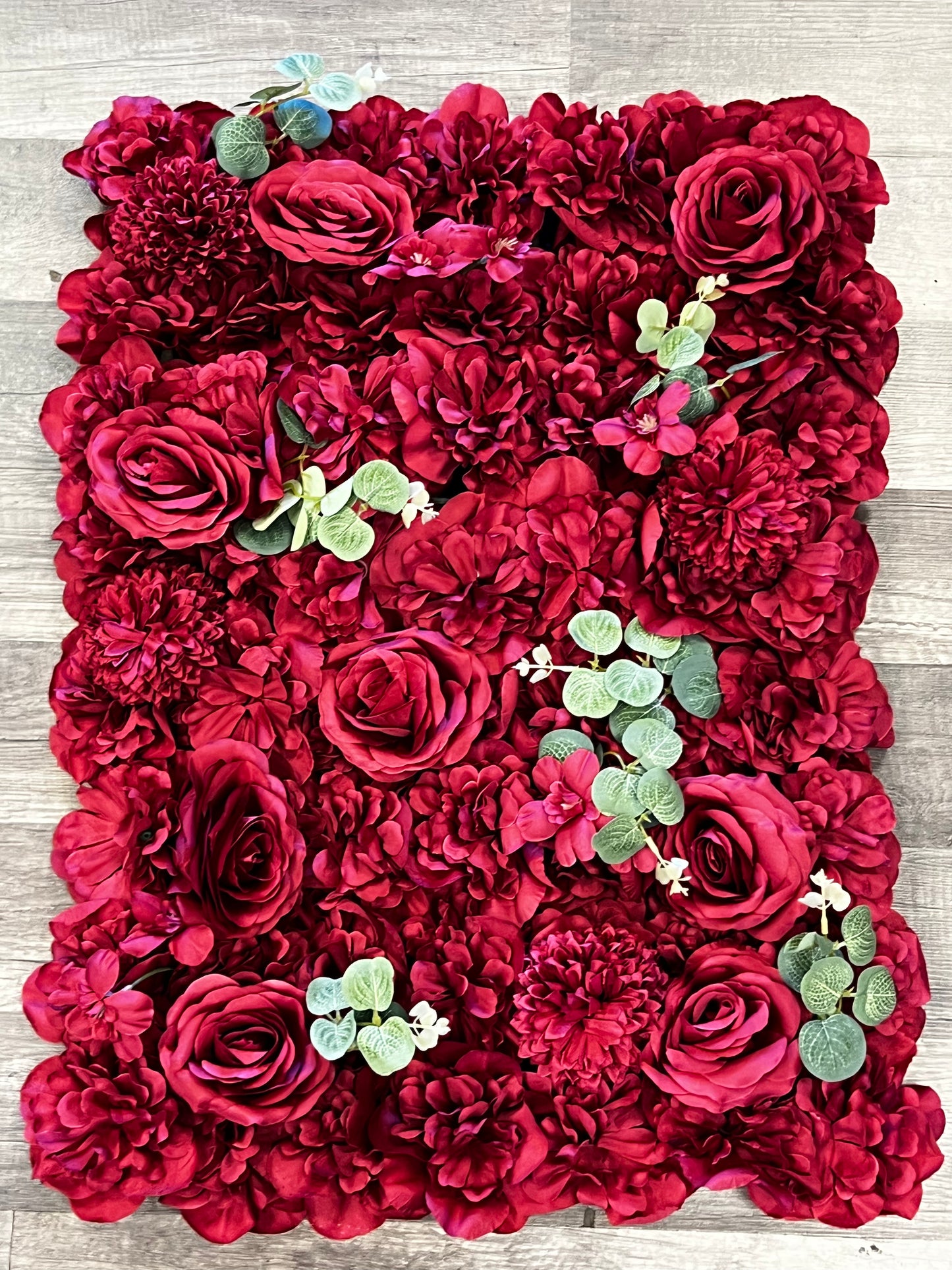 12 Pcs Flower Wall Panels, 24" X 16" 3D Silk Floral Backdrop Decor Faux Roses Artificial Flower Backdrop for Flower Wall Party Wedding Party Birthday Decoration(Wine Red)