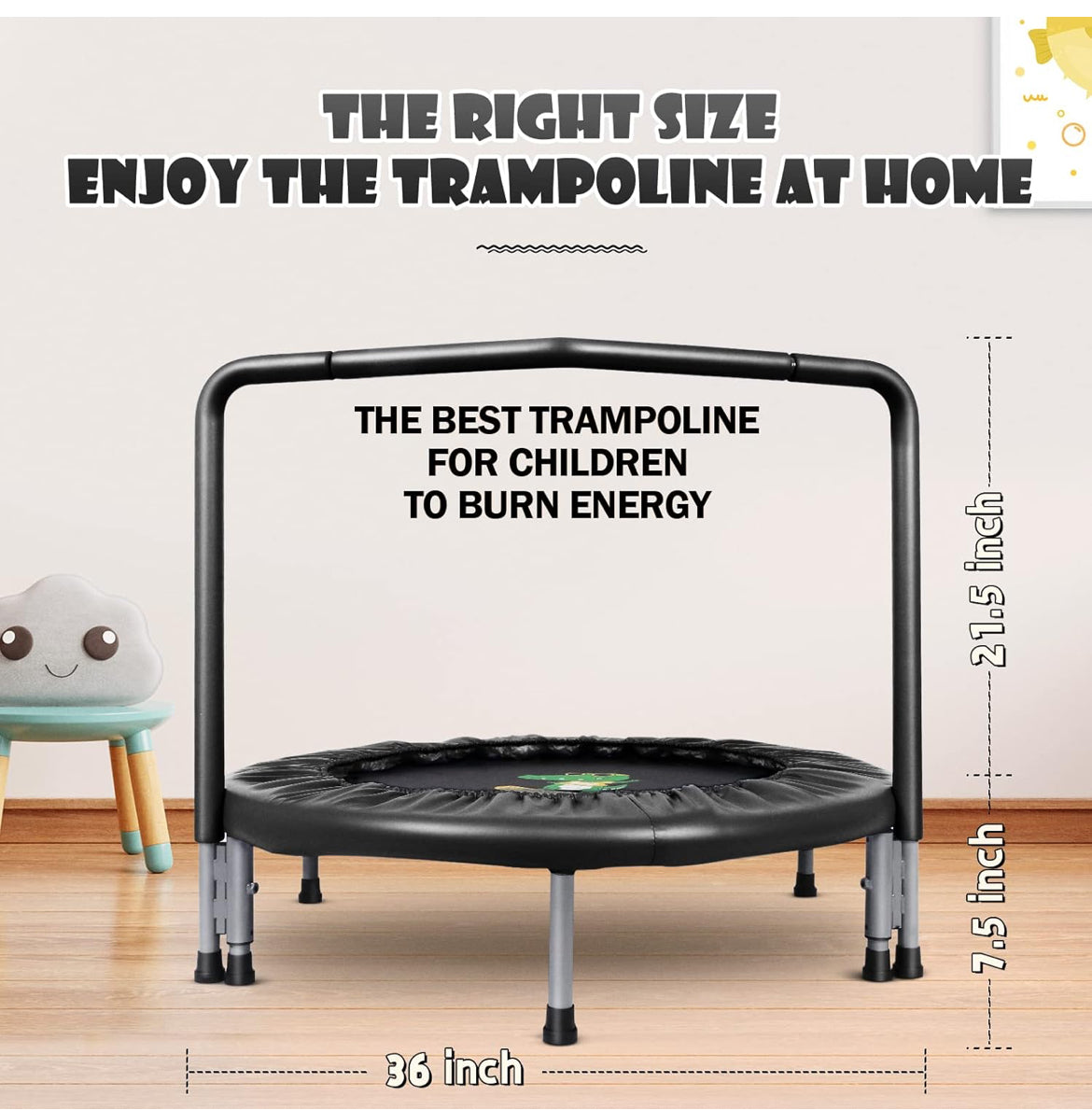 BCAN 36" MINI FOLDING AGES 2 TO 5 TODDLER TRAMPOLINE